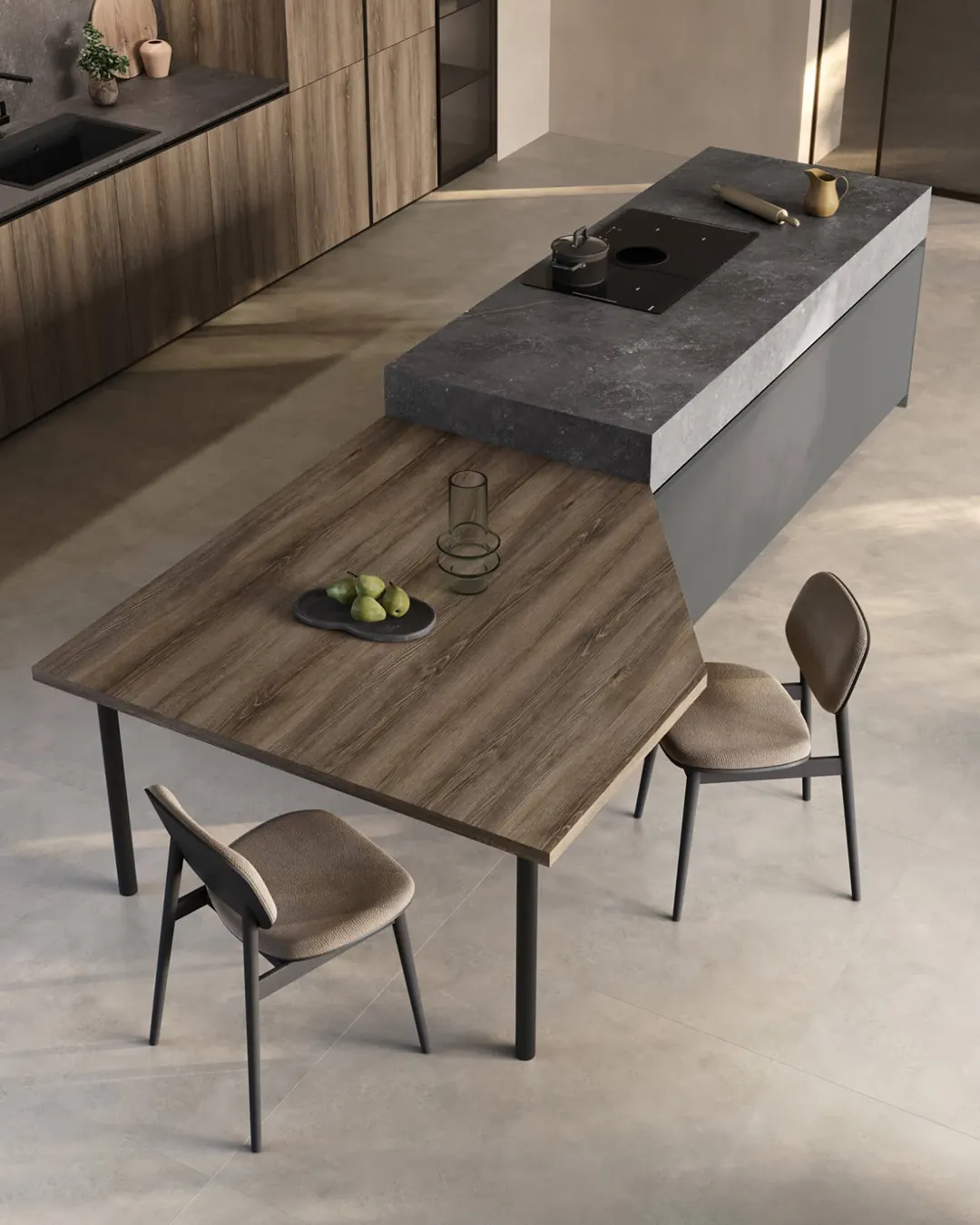 Cucina a isola Zecchinon Tiffany con snack in legno